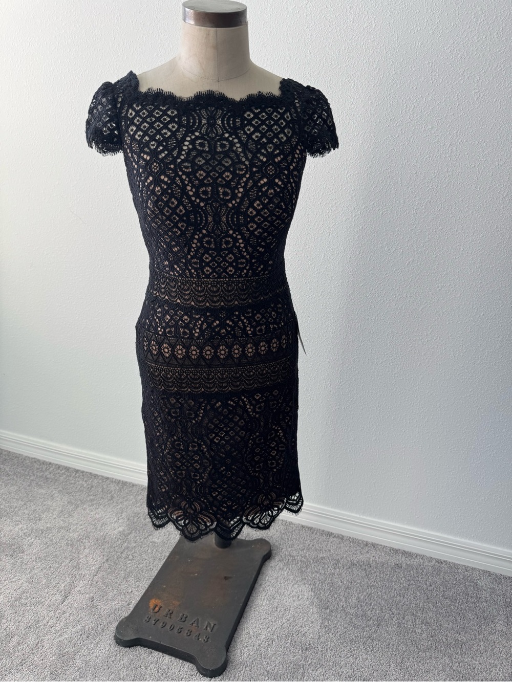 Tadashi Shoji Black Lace Midi Dress